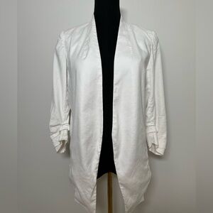 Aritzia Babaton White Linen Open Blazer